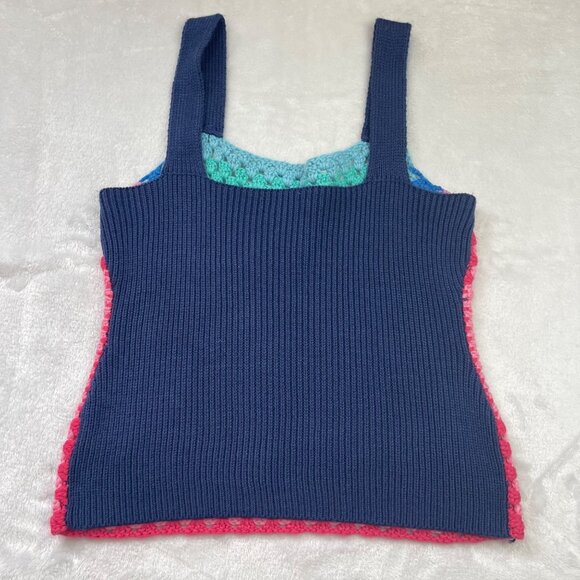 Andree by Unit Chasing Rainbows Crochet Tank Top‎ Women's Size Medium Retro Boho - Picture 8 of 8